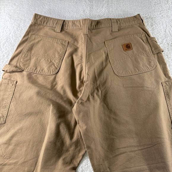 Carhartt Carpenter Workwear Pants Pockets‎ Khaki Tan Brown 40x32 Straight Leg - Picture 2 of 9